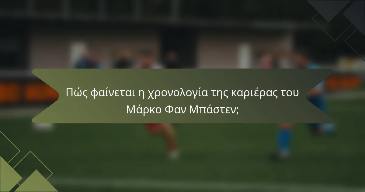 Πώς φαίνεται η χρονολογία της καριέρας του Μάρκο Φαν Μπάστεν;